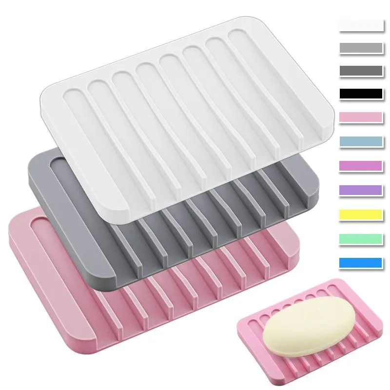 Ganci Rails 1Pcs Flessibile Bagno Silicone Portasapone Portaoggetti Scatola Piatto Vassoio Scarico Articoli per la casa Scatola di moda Ganci