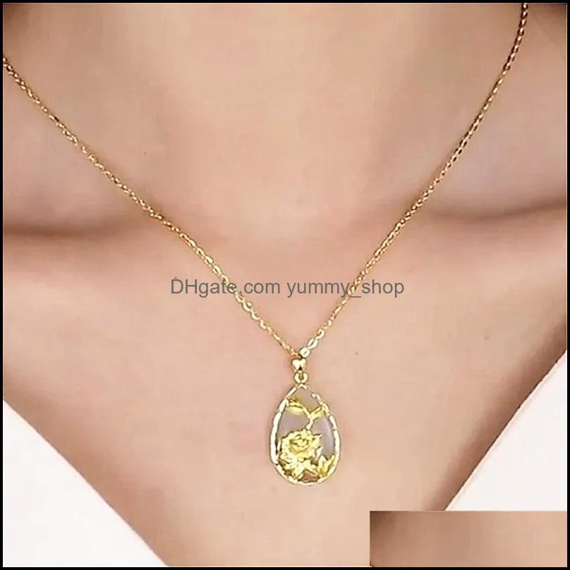 creative gold plated lotus hetian jade jasper pendant inlaid jasper inheritance fish magpie bird jasper pendant necklace