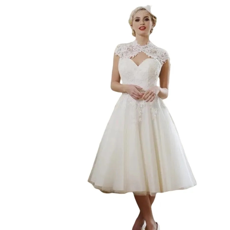 Robe De Mariée Vintage Longueur Thé Des Années 1920 Avec Veste En