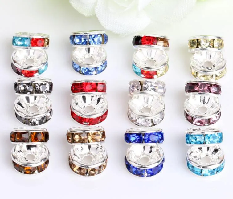 Metals Loose Beads Spacer Crystal Rhinestone Beads Suitable for Bracelet earrings 8mm 200pcs