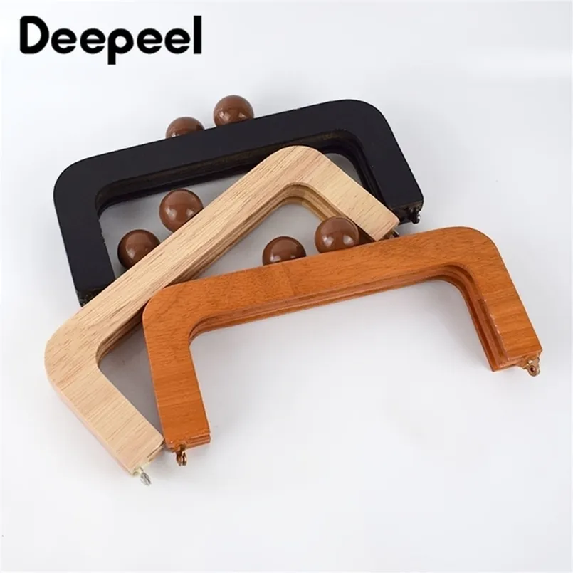 1 st Deepeel 20cm zak frame houten handgreep houten tassen sluiting kus clasp portemonnee frames bakgels diy accessoires voor handtassen 220610