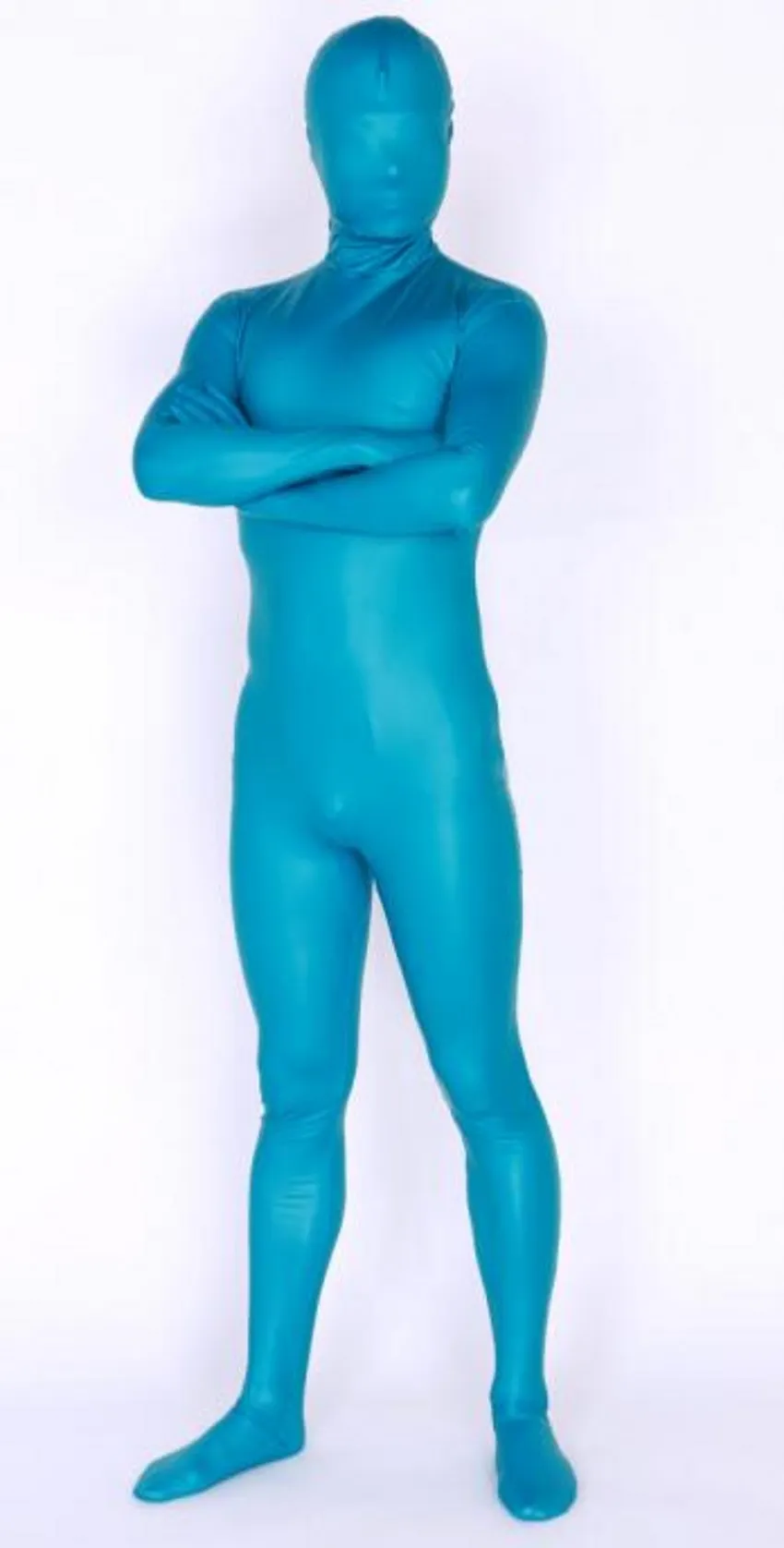 Nytt material halloween cosplay catsuit kostym tights jumpsuit matt blå färg bodysuit zentai kostymer fancy
