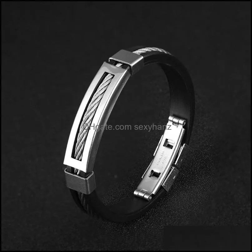 pretty bracelets bangles wristband punk design black silicone bracelet simple rubber charm pulsera hombre bracelet bangle
