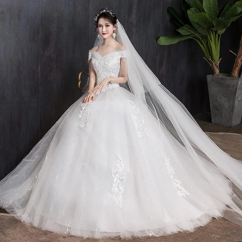 Altri abiti da sposa dal vestito a spalla 2022 Appliques leggere perle in pizzo alla moda all'ingrosso semplice sposa Vestidos de nolia