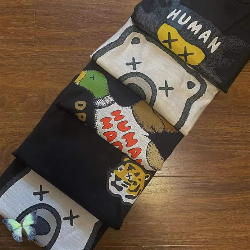 HUMAN MADE 22SS Camiseta de manga curta de algodão com estampa divertida de bambu para homens e mulheres 220611