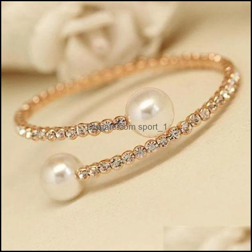 pearl bracelet spiral wedding bridal bracelets rhinestone crystal bracelet