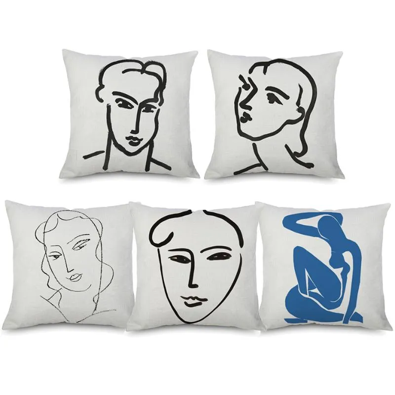 쿠션/장식 베개 Henri Matisse Art Painting Portrait Cushion Covers 간단한 선 그리기 장식 리넨 및 폴리 에스테르 케이스 소파 DE