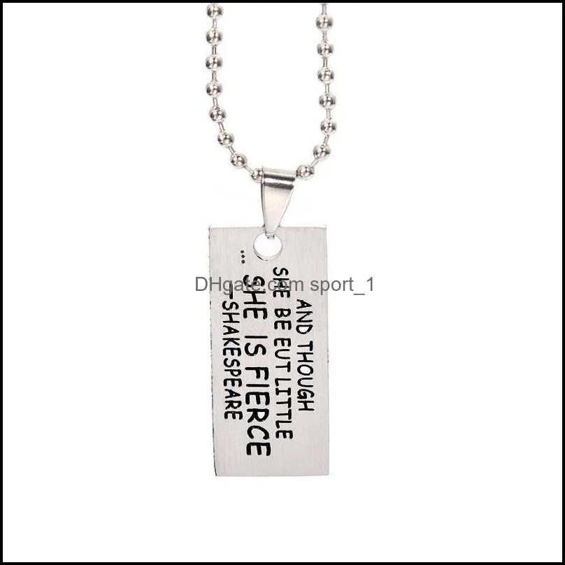 stainless steel jewelry for lover fierce letter army pendant ornaments carved tag necklace