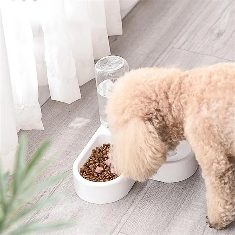 Pet Cat Bowl Automatic Feeder And Drinkers Dog Food With Water Fountain Drinking Raised Stand Dish s For s 220323