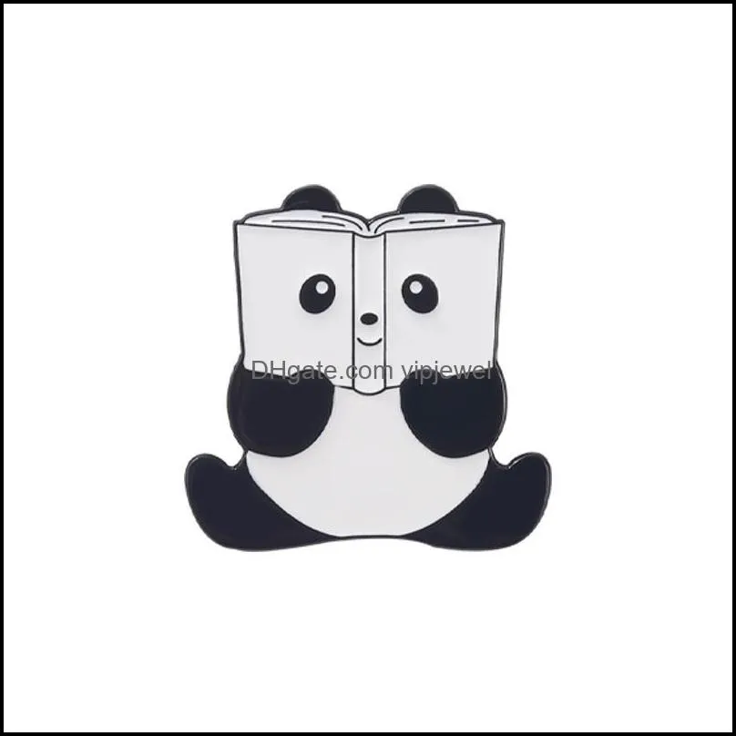 women cartoon animal book cover face modelling brooches cat penguin shape alloy paint clothes badges buckle sweater bags backpack suit lapel pin