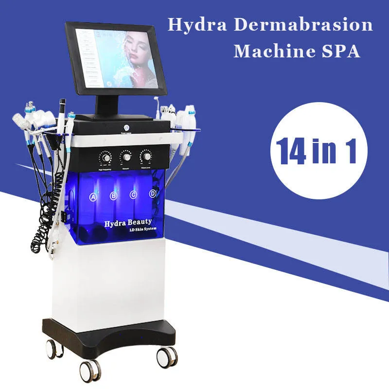 Profesyonel 14 In 1 Hidrofasiyals Çok Fonksiyonlu Güzellik Ekipmanları Hidro Oksijen Hidrodermabrazyon Hidro Yüz Makinesi Mikrodermabrazyon Dermabrazyon cihazı