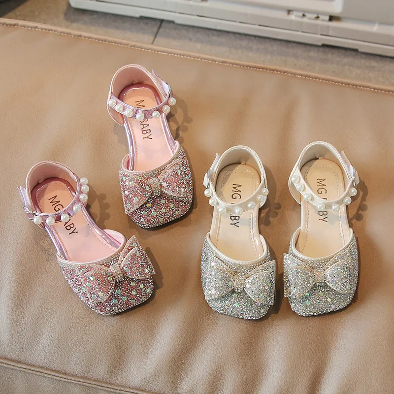 Sommar spädbarn flickor sandaler barn baby skor strass sandaler mjuka ensam småbarnskor prinsessan dansskor 21-35