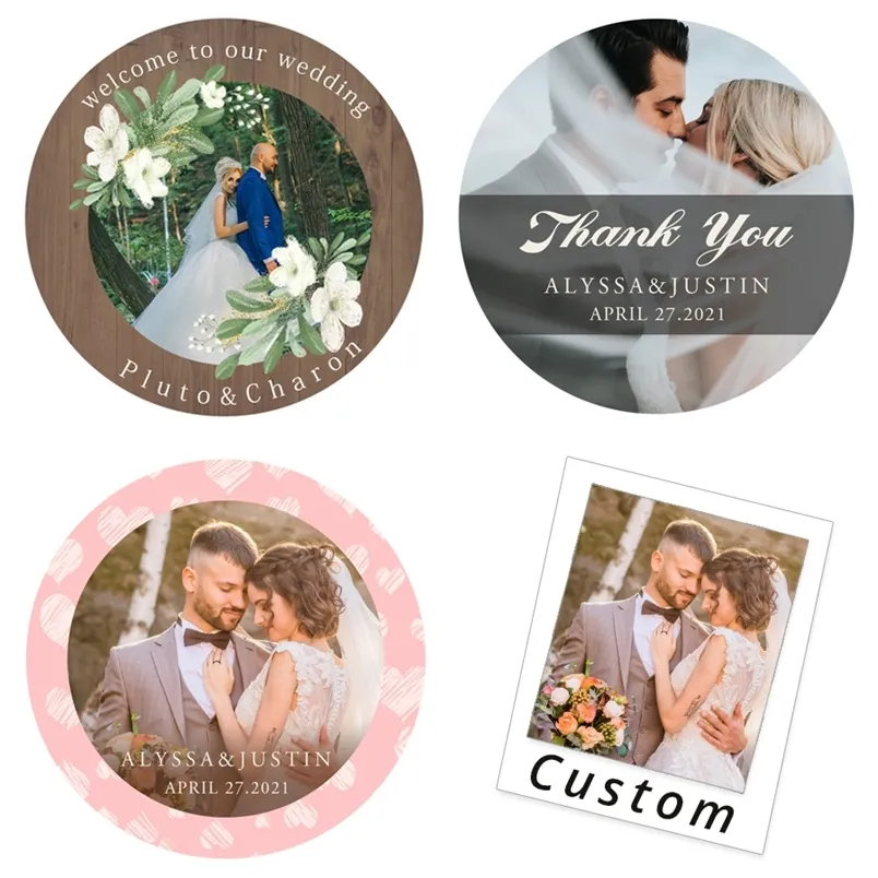 Adesivo per matrimonio Po con stampa personalizzata da 4,5 cm Personalizza Etichetta di design Adesivi per feste di compleanno Inviti Etichette sigilli 220613