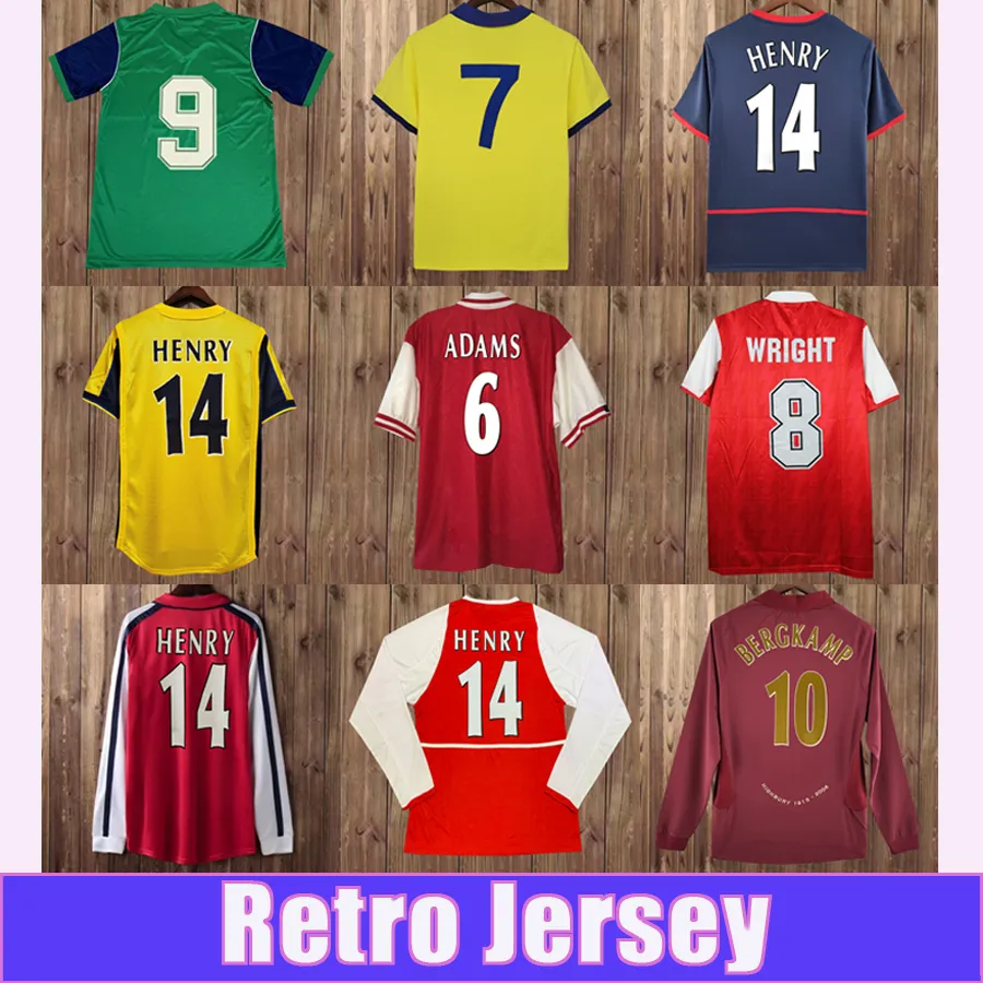 1978 2014 Henry Bergkamp Mens 레트로 축구 유니폼 V. Persie Vieira Merson Adams 2003 2012 Home Red Away 3rd Football Shirts