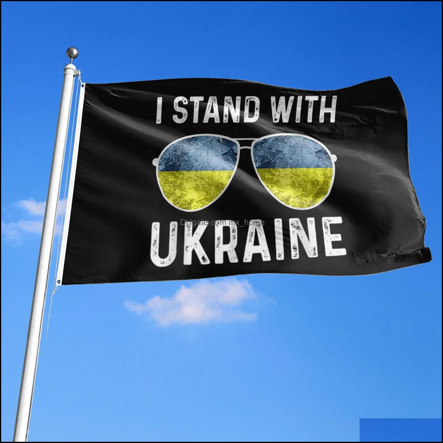 Ukraine Flag with Brass Grommets,We I Stand with Ukraine Peace Ukrainian Blue Yellow Indoor Outdoor Flags & Banners Sign (3X5 Ft ) Polyester