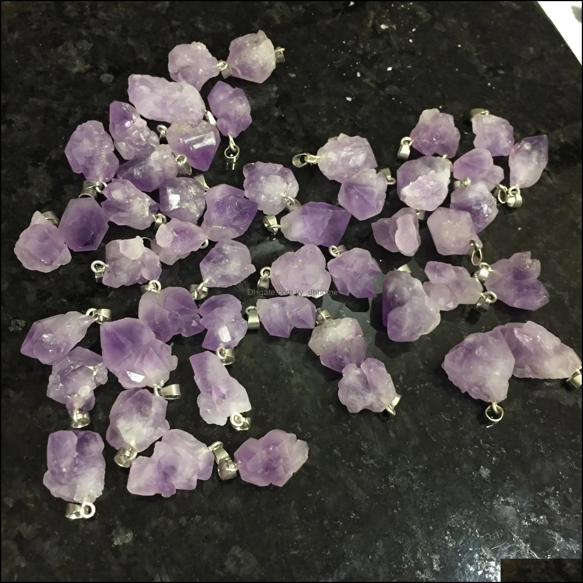 fashion high quality natural amethyst druzy raw stone pendants for jewelry making charms irregular accessorie yydhhome