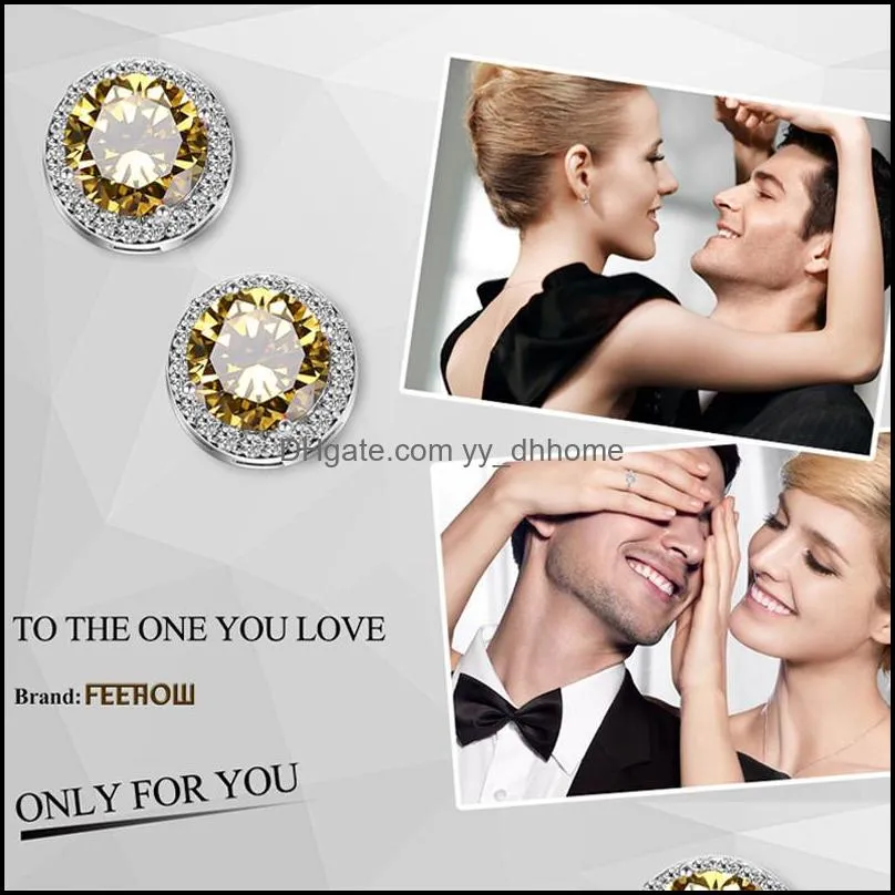 fashion style cubic zirconia wedding stud earrings for women statement earring high quality colorful brand cz stone jewelry wholesale