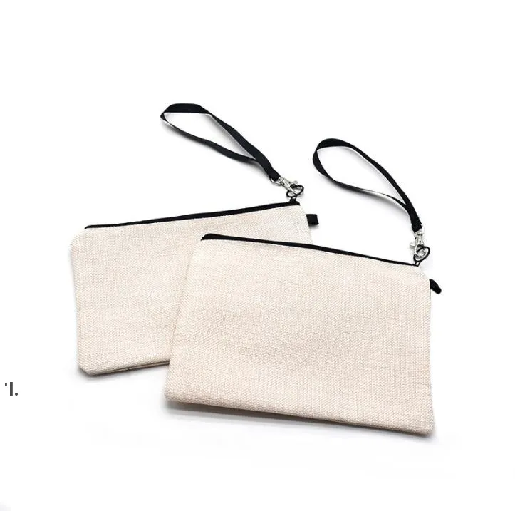 Sublimering Blanks Kosmetisk väska Favor Linen Multi-Function Coin Purse Soild Färg Mobiltelefonväskor Portable Makeup Pouch BBB15424