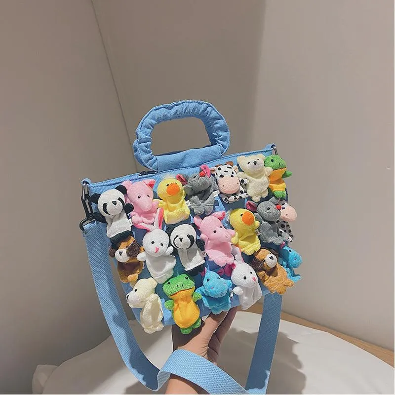 Torebki wieczorowe Płócienna torba z grubej bawełny dla kobiet 2022 Shopper Luksusowe torebki od projektantów Crossbody Fashion Creative Cute Cartoon Doll Torby na ramięEveni