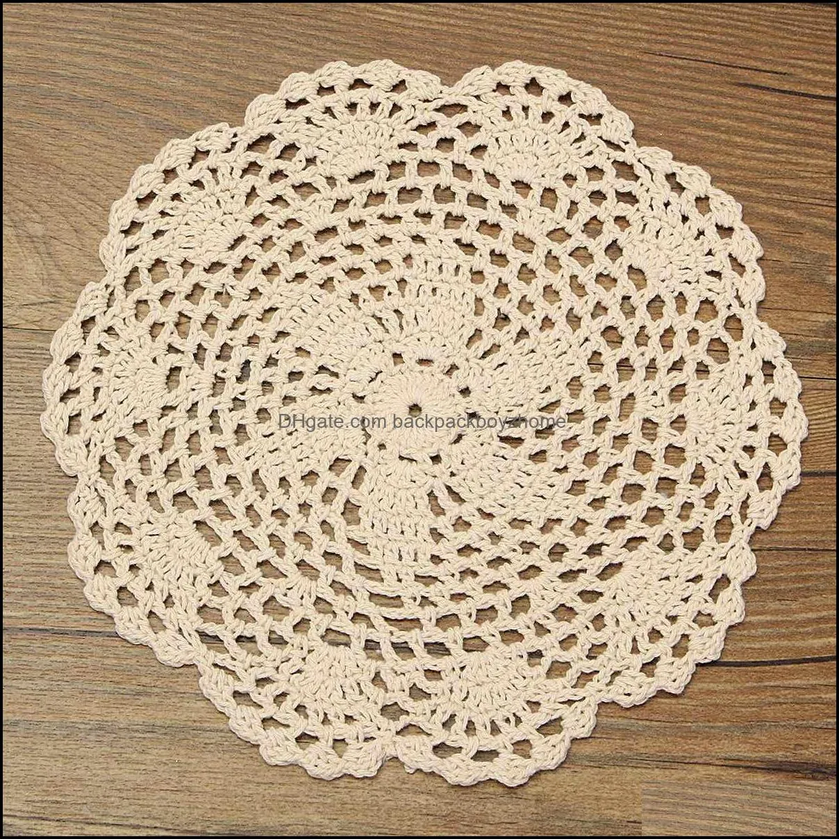 12Pcs Vintage Cotton Mat Round Hand Crocheted Lace Doilies Flower Coasters Lot Household Table Decorative Crafts Accessories 210316