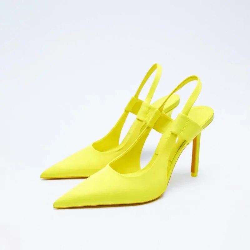 Sandaler 2022 Zar Autumn Products Women's Shoes Lime Green Slingback High-Heeled Mules