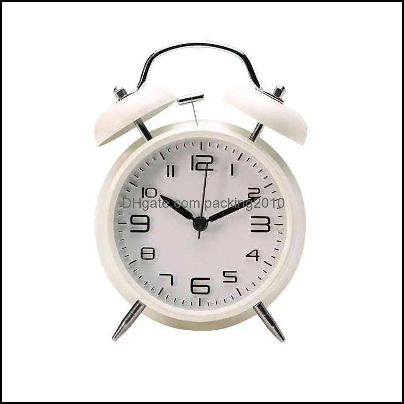 Desk Table Clocks Home Decor Garden Mini Retro Alarm Clock Electronic Round Number Double Bell Digital Quar Dhwg3