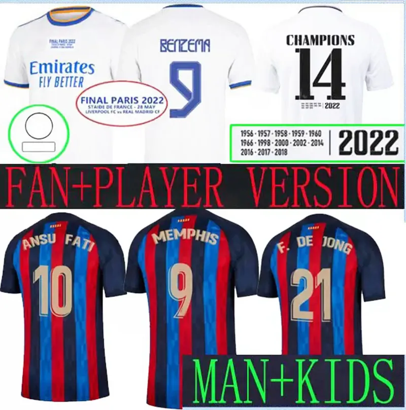 21 22 23 Barcelona FUSSBALLTRIKOT Heimfinalmeister 14-facher Sieger MEMPHIS PEDRI ADAMA AUBA F. DE JONG DEST DAVI ALVES Kindertrikot Camiseta de Futbol