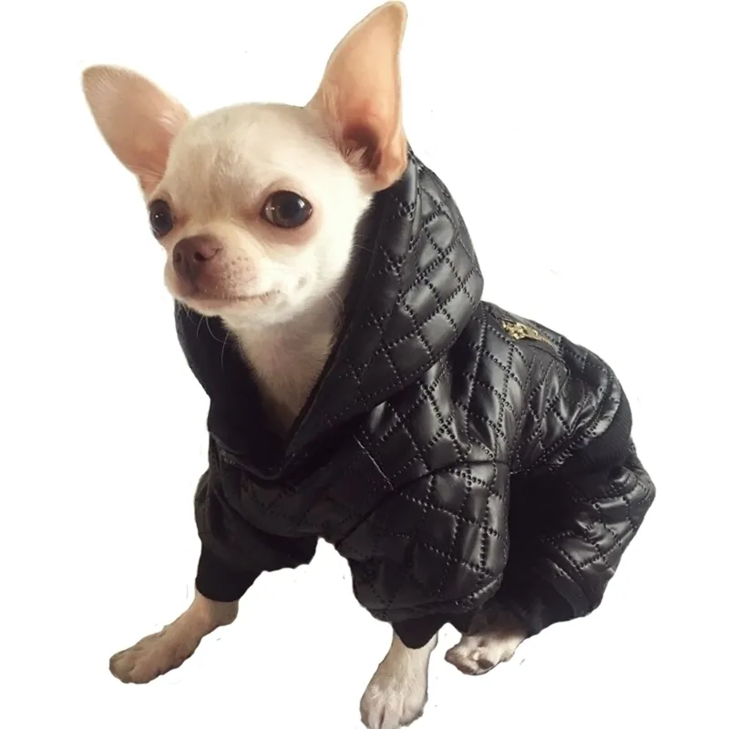 防水性小さなペット犬の服冬のジャンプスーツ4レッグパーカーコートジャケットオーバーオーズチワワヨーキーパピー服Y200330