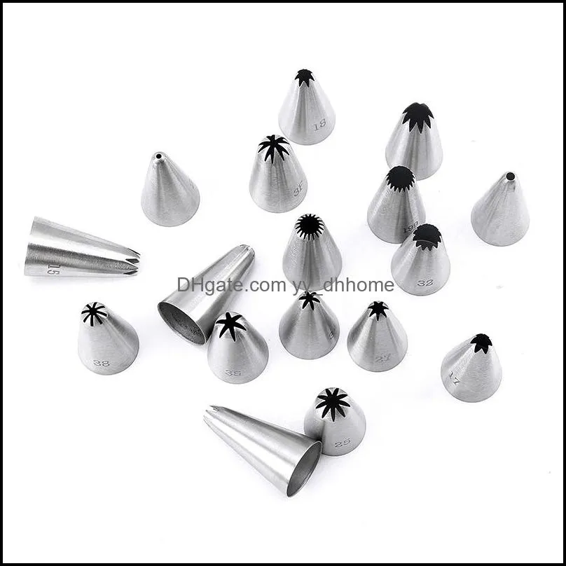 19pcs/set 304 stainless steel pastry case confectionery equipment cupcake icing tips cake decrating tools baking &