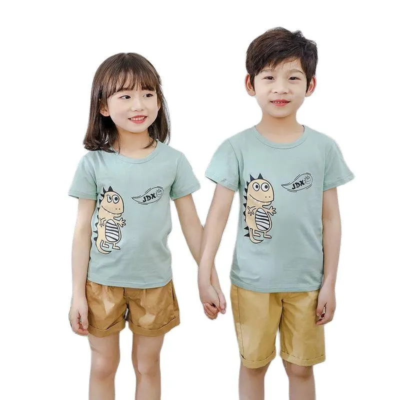 T-shirts Fashion Toddler Girls Boys Summer Clothes Kids Tops Tees Short Sleeves 100% Cotton Cute Cartoon Design O-NeckT-shirts