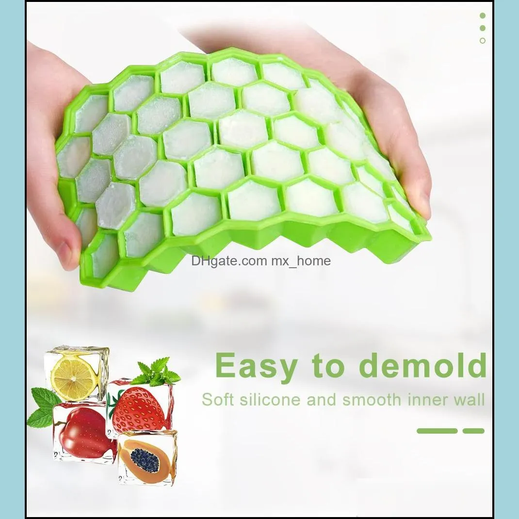 honeycomb ice cube trays reusable silicone ice-cube mold bpa free ice maker with removable lids