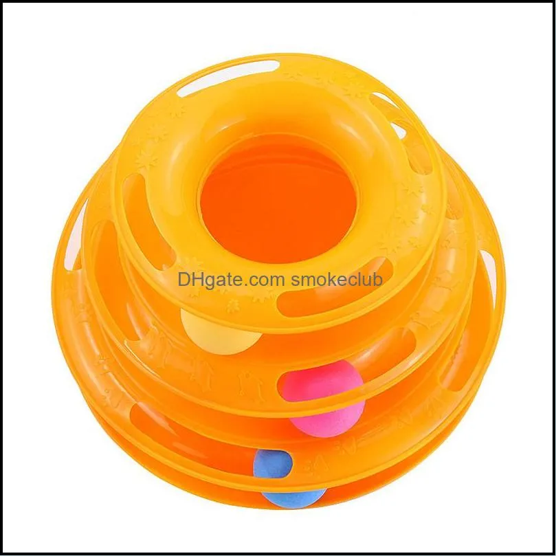 Three Levels Pet Cat Toy Tower Tracks Disc Intelligence Amusement Triple Pay Toys Ball Training Plate 220223