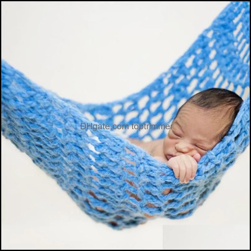 Baby Cribs Solid Color Born Crochet Knit Hammock Hanging Cocoons Bed Po Props