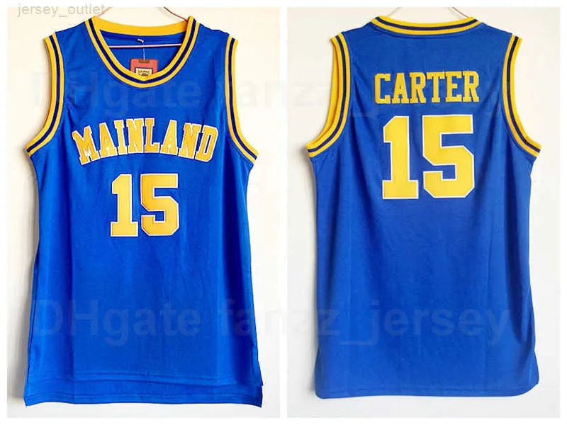 Homem Punahou High School Vince Carter Jerseys 15 Basquete Universidade Cor Azul Esportes de algodão puro costurados e costurando de boa qualidade na venda