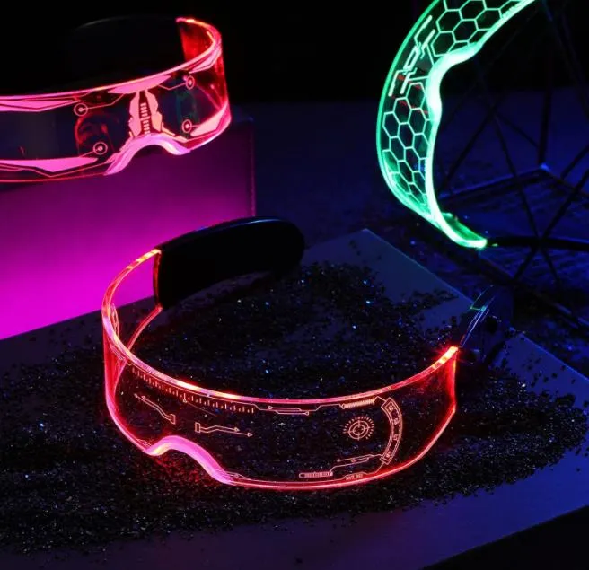 Glowing Light Up Lunettes Clignotant Party Favor Punk Led Lunettes Lumineuses 7 Couleurs Changeantes pour Club Dance Halloween Cosplay Bar Club Carnaval