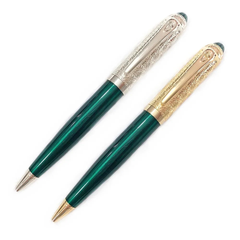 GIFTPEN 5A Luxury Classic Green Blue Lacquer Barrel Ballpoint Pen Quality Silver Golden Clip Writing Smooth Office School Statione218G