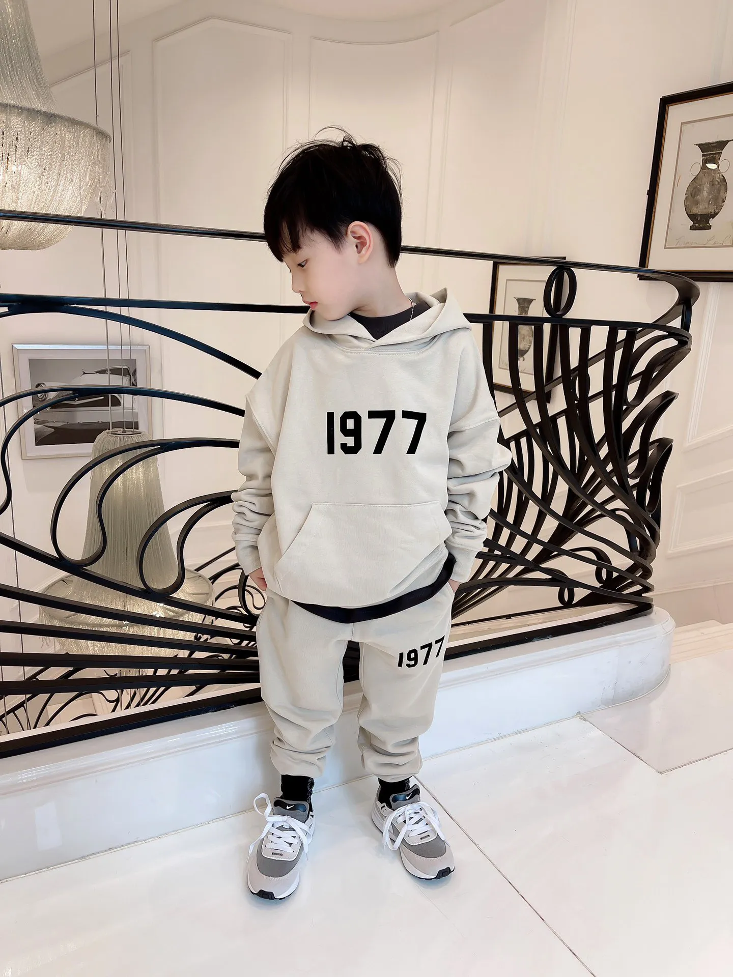 Autumn Winter Cotton Tracksuit For Kids Hooded Hoodie Pants Set