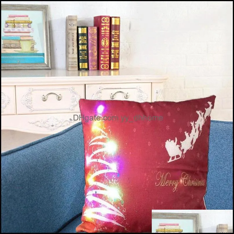 led light luminous pillow case linen household cloth cushion cover christmas pillow cover home sofa car decoration wq61