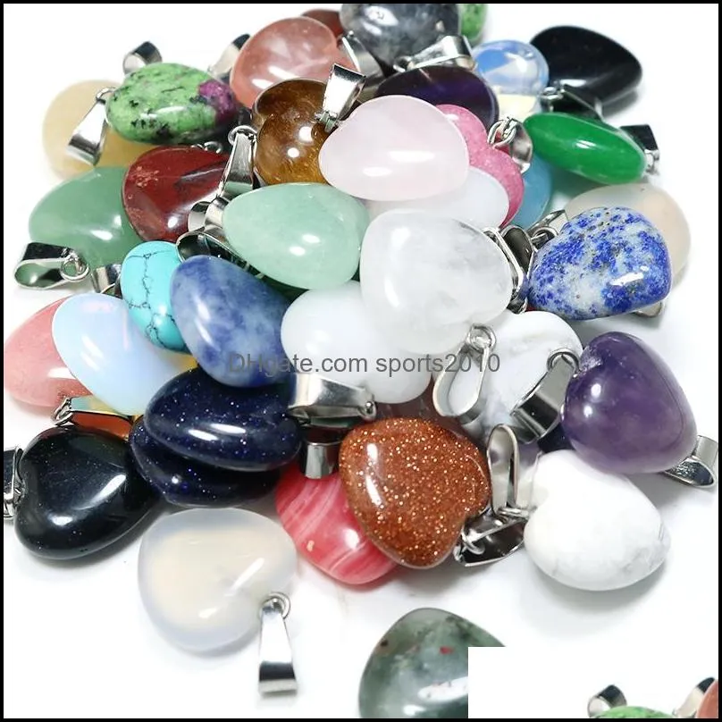 16mm natural gem stone charms pendants opal crystal rose quartz hexagonal pendulum reiki pillar diy necklaces jewelry makin sports2010