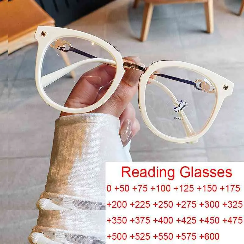 선글라스 디자이너 선글라스 우아한 흰색 대형 둥근 독서 안경 프레임 패션 큰 투명 렌즈 노회 안경 TR90 블루 라이트 83CR