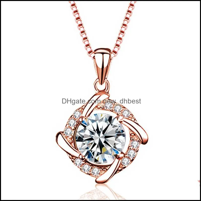 Pendant Necklaces Spinning Windmill Necklace Inlaid With Crystal For Women Luxury Jewelry Wholesale Sier Newdhbest Drop Del Newdhbest Dhenj