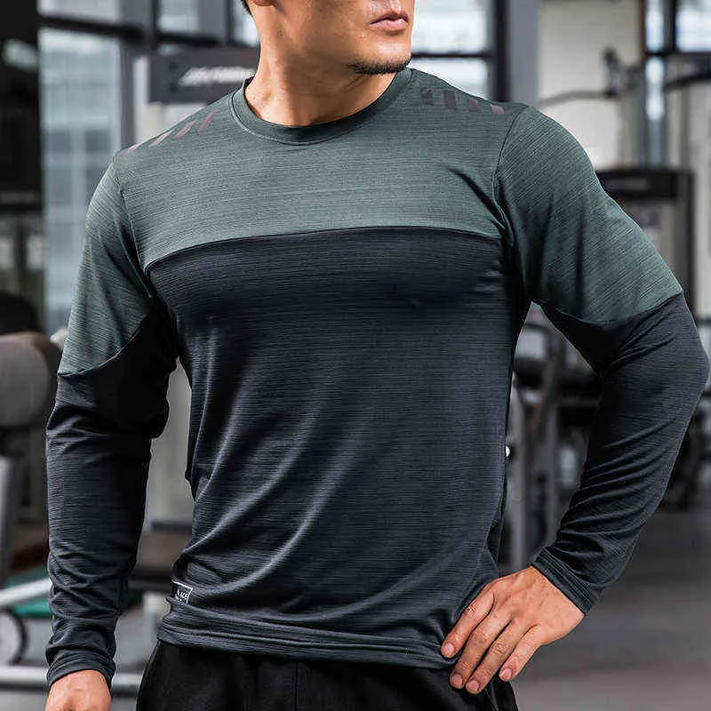 Autumn winter spandex satin Running Shirt Long Sleeve Gym Shirt Men Sportswear Dry Fit Shirts For Bodybuilding Men Fitness Sport L220704