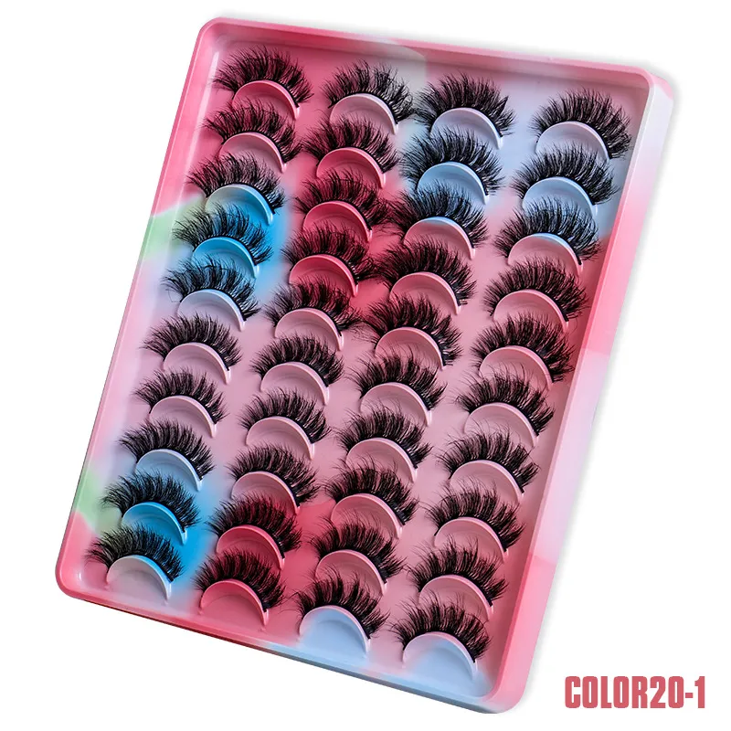 Faux cils bouclés faits à la main réutilisables lumière douce naturel épais multicouche faux cils malpropre avec plateau de cils de couleur yeux accessoire de maquillage