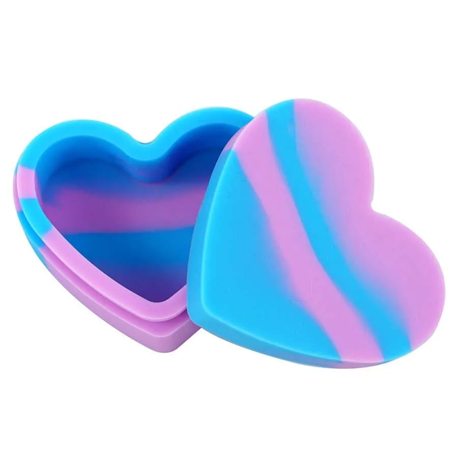 Heart-Shaped Box wax container nonstick jar mini assorted color silicone containers portable storage bottle
