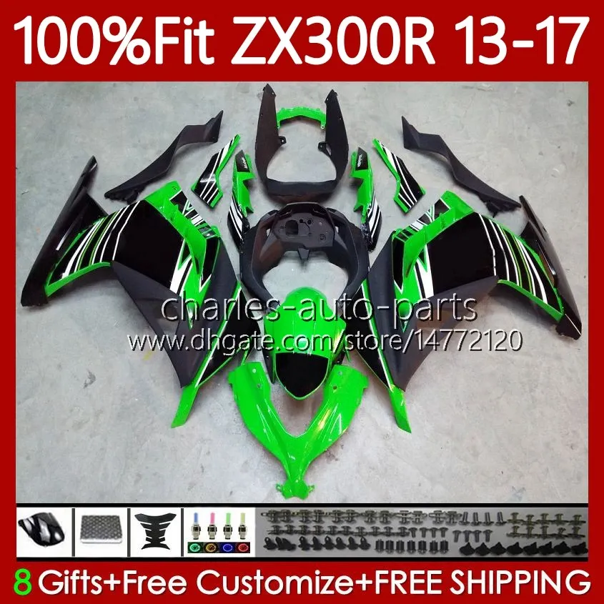 Factory green OEM Body For KAWASAKI NINJA EX ZX 3R 300R ZX-3R ZX-300R 13-17 125No.22 EX300R ZX300R ZX300 ZX3R 13 14 15 16 17 EX-300 2013 2014 2015 2016 2017 Injection Fairing