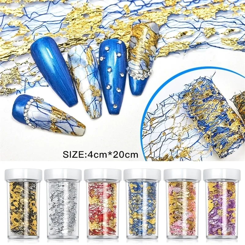 3D Sally Net Line Tape Sticker Laser S Mesh Manicure Decal Wraps Decorations Accessoires Gold Silver Nail Foly 220630
