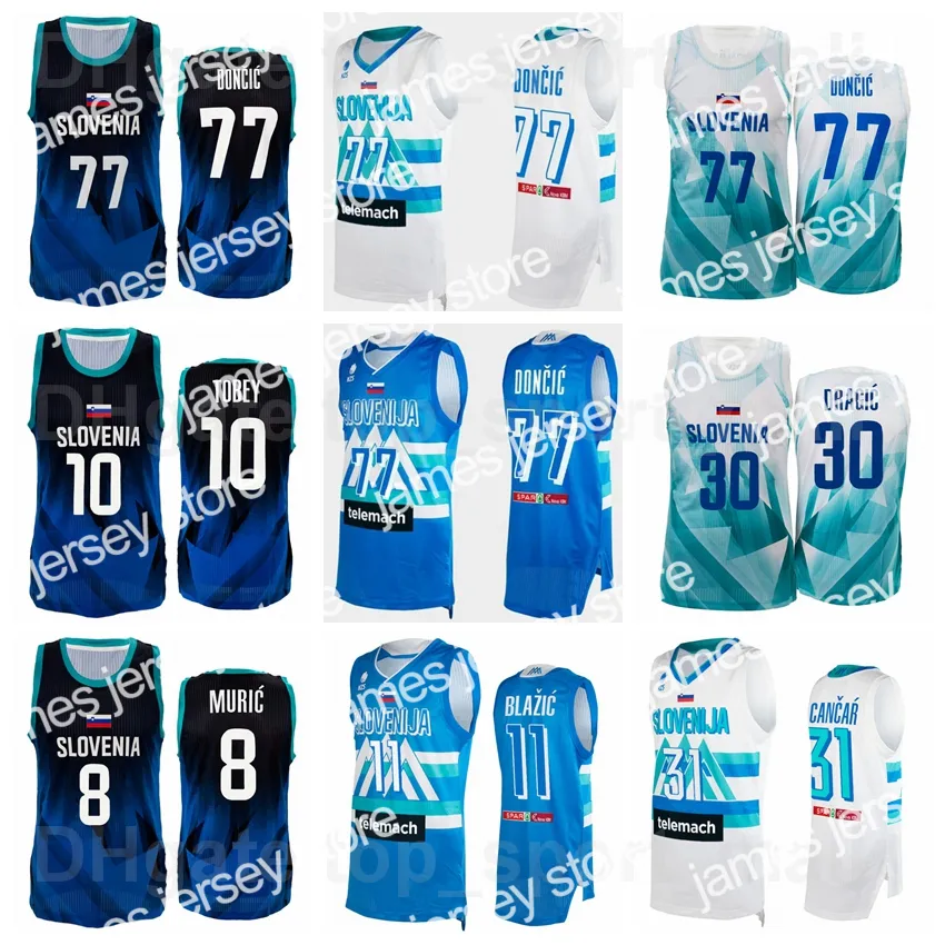 James 2021 Tokio Slowenien Basketballtrikot Luka Doncic 77 30 Goran Dragic 10 Mike TOBEY 31 Vlatko CANCAR 11 Jaka BLAZIC 8 Edo MURIC 6 Aleksej