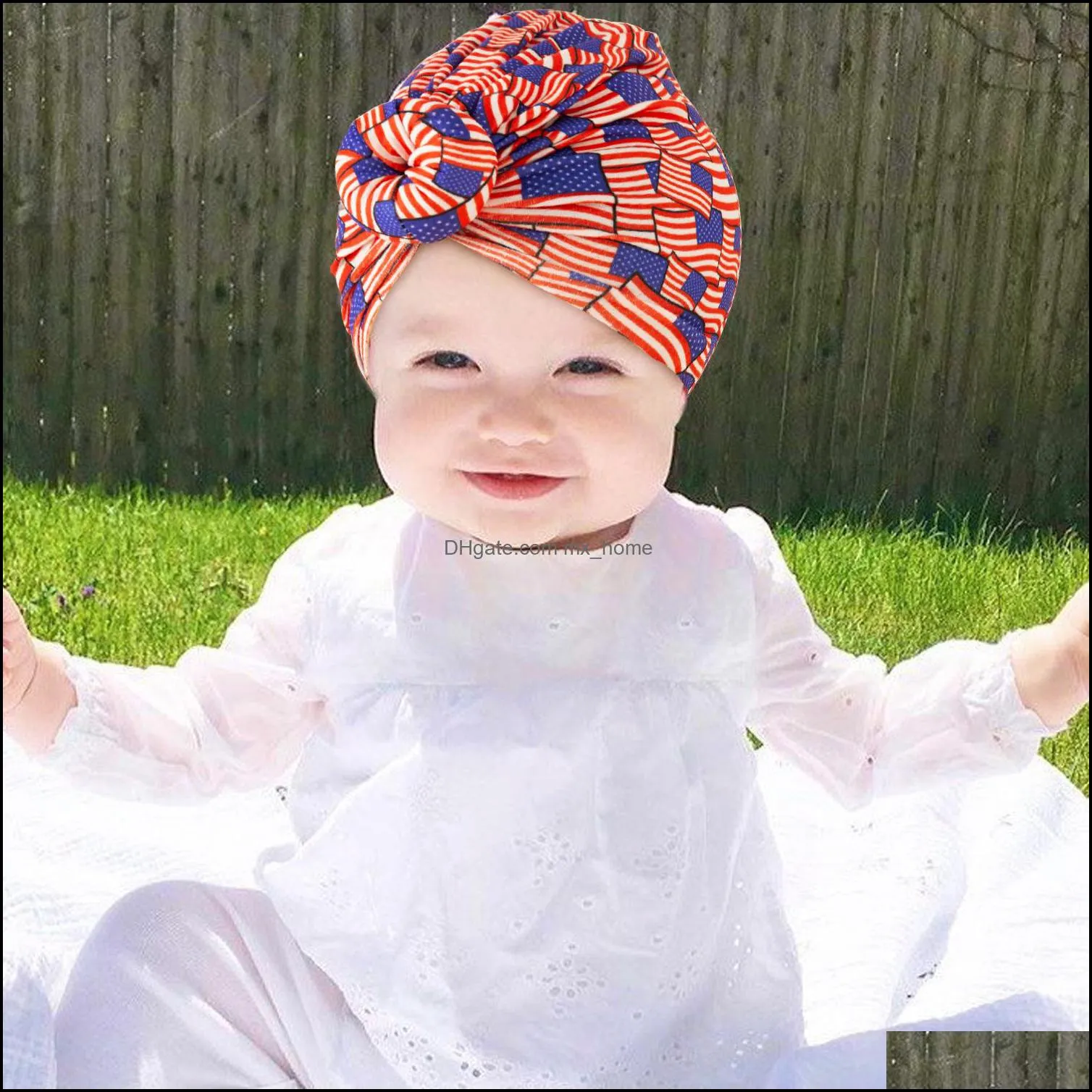 15735 independence day infant baby hat knot headwear child toddler kids beanies turban donuts hats children accessories
