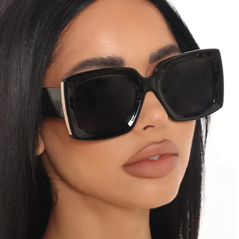선글라스 레트로 스퀘어 빅 여성 브랜드 디자이너 멋진 섹시 빈티지 블랙 흑인 대형 태양 안경 남성 트렌디 한 큰 그늘