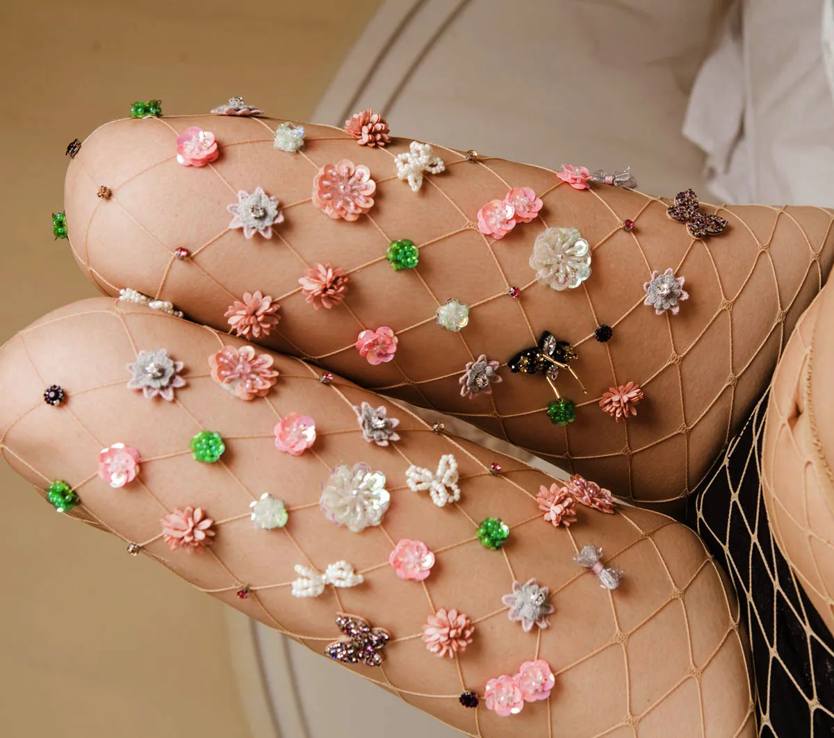 Sparkling Rhinestone Letter Ballerina Socks For Women Colorful
